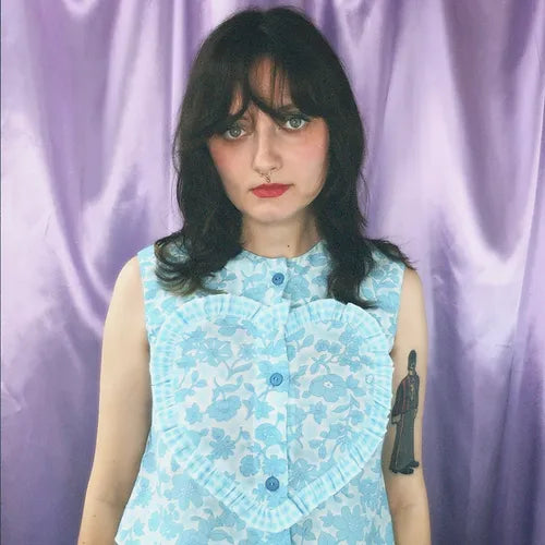 aqua frill sweetheart shirt