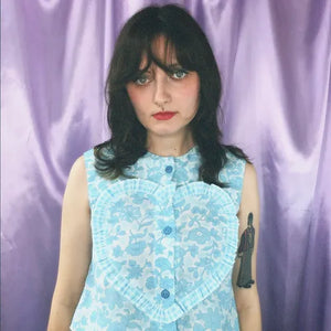 aqua frill sweetheart shirt