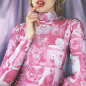 pink kitty rollneck