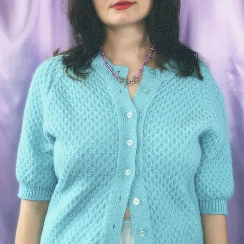 vintage teal knit cardi