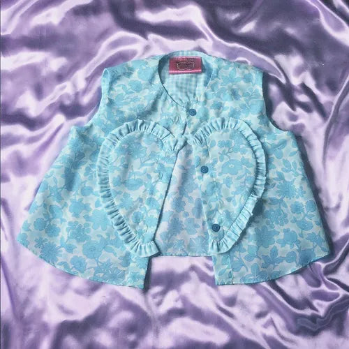 aqua frill sweetheart shirt